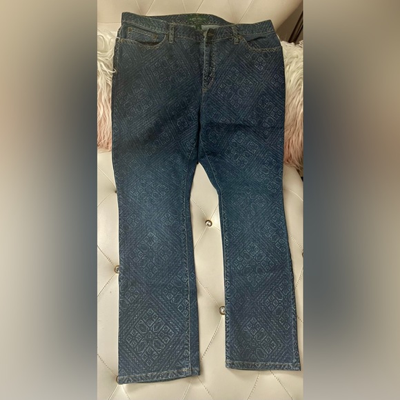 Lauren Ralph Lauren Blue Diamond Print Modern Skinny Medium Wash Size 16 - Picture 10 of 14